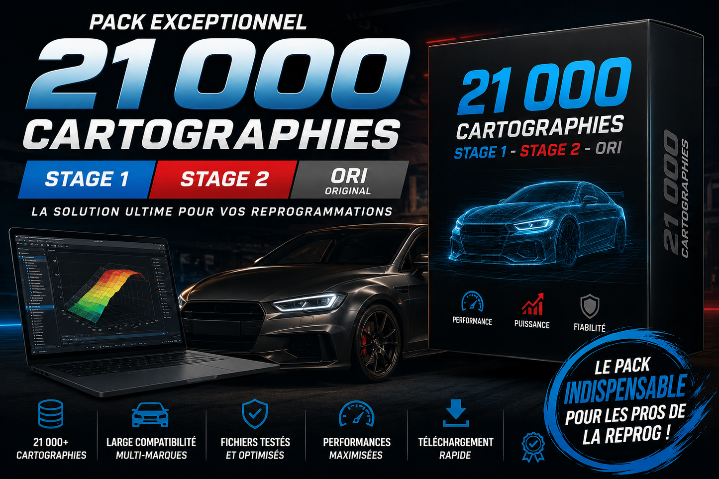 Pack 21 000 Cartographies STAGE 1/2/3 - CHIPTUNING